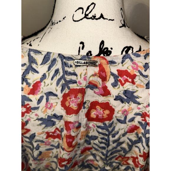 BILLABONG Surplice Safe Bet Blouse Floral Boho Cropped Womens Small Relax Fit - Picture 9 of 13